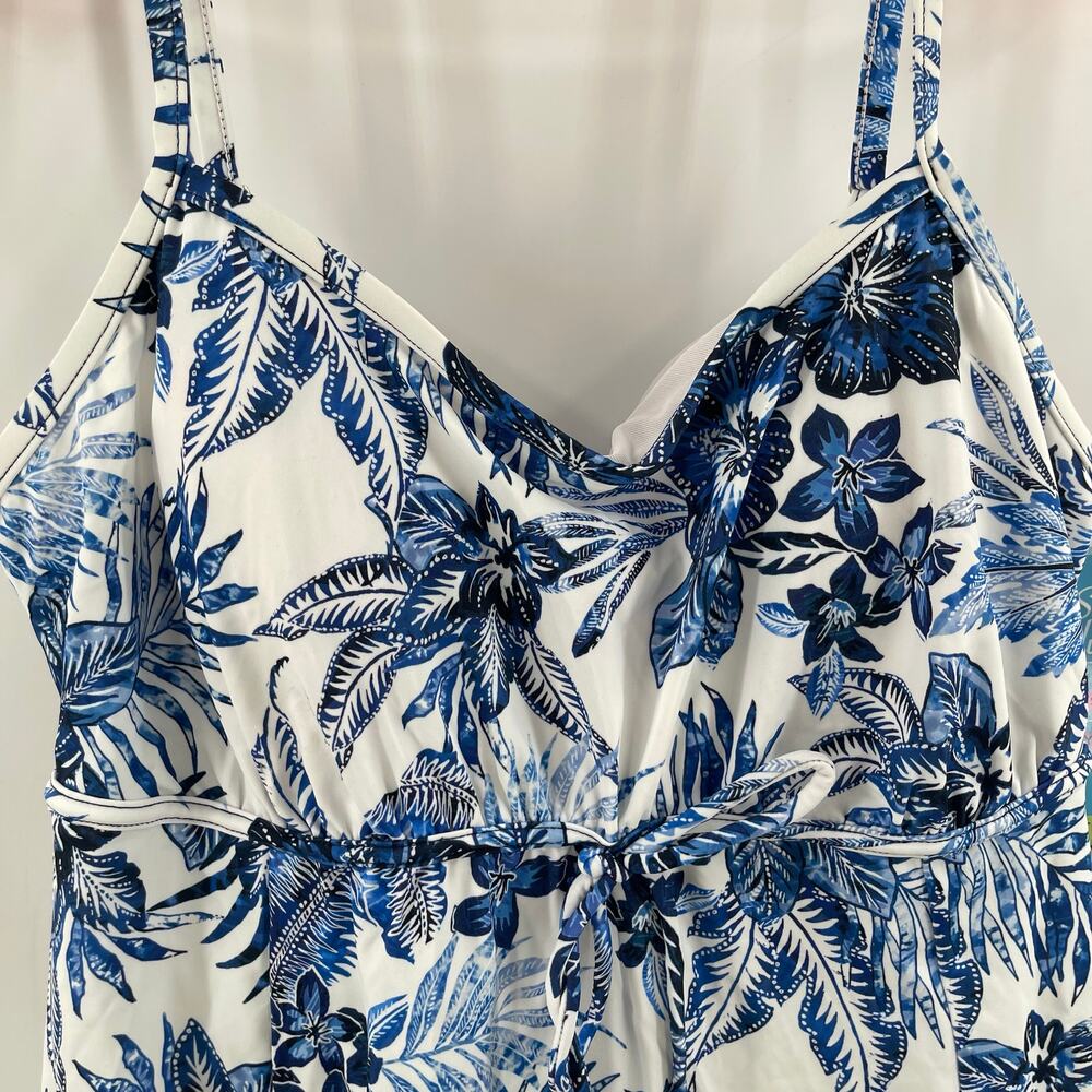 SWIM SOLUTIONS Swimsuit Dress Size 18 Swimdress NWT Blue Empire Floral One Piece - Picture 13 of 16